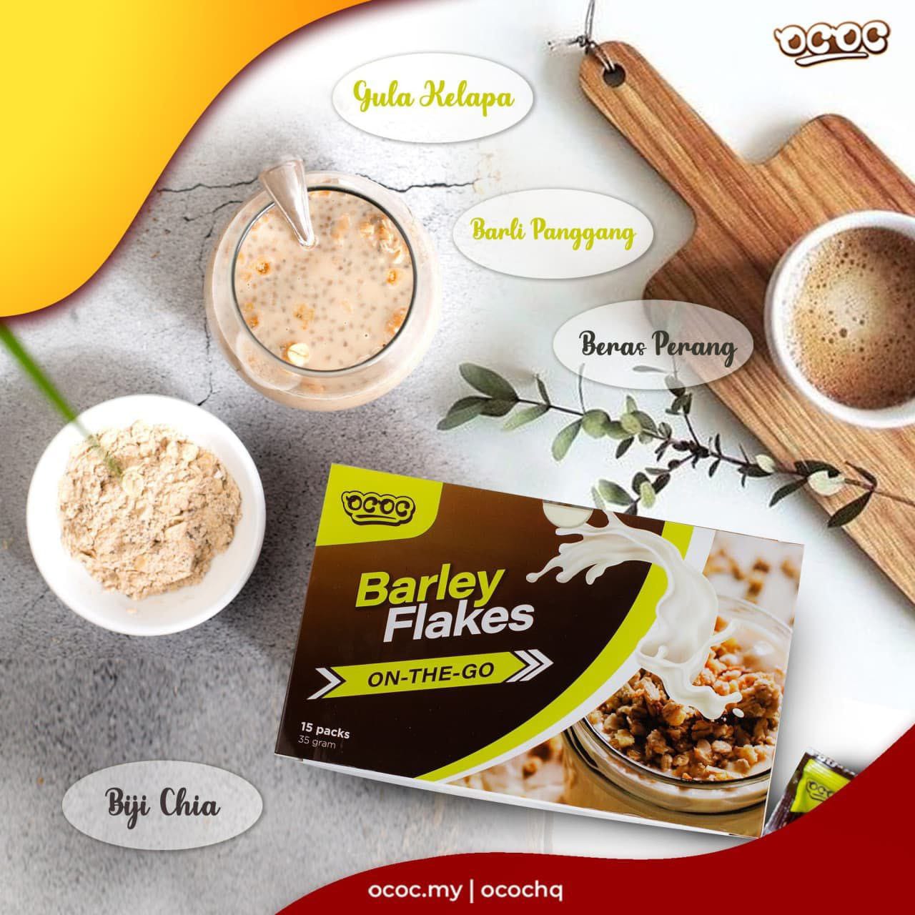 Cocodrinks.my - OCOC Barley Flakes Sarapan Rendah GI, Kenyang dengan bahan bahan utama