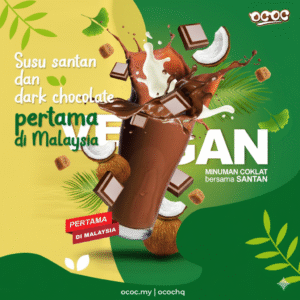 OCOC Vegan Dark Chocolate Drink dengan Santan - Minuman Coklat Tanpa Tenusu untuk Usus Sihat